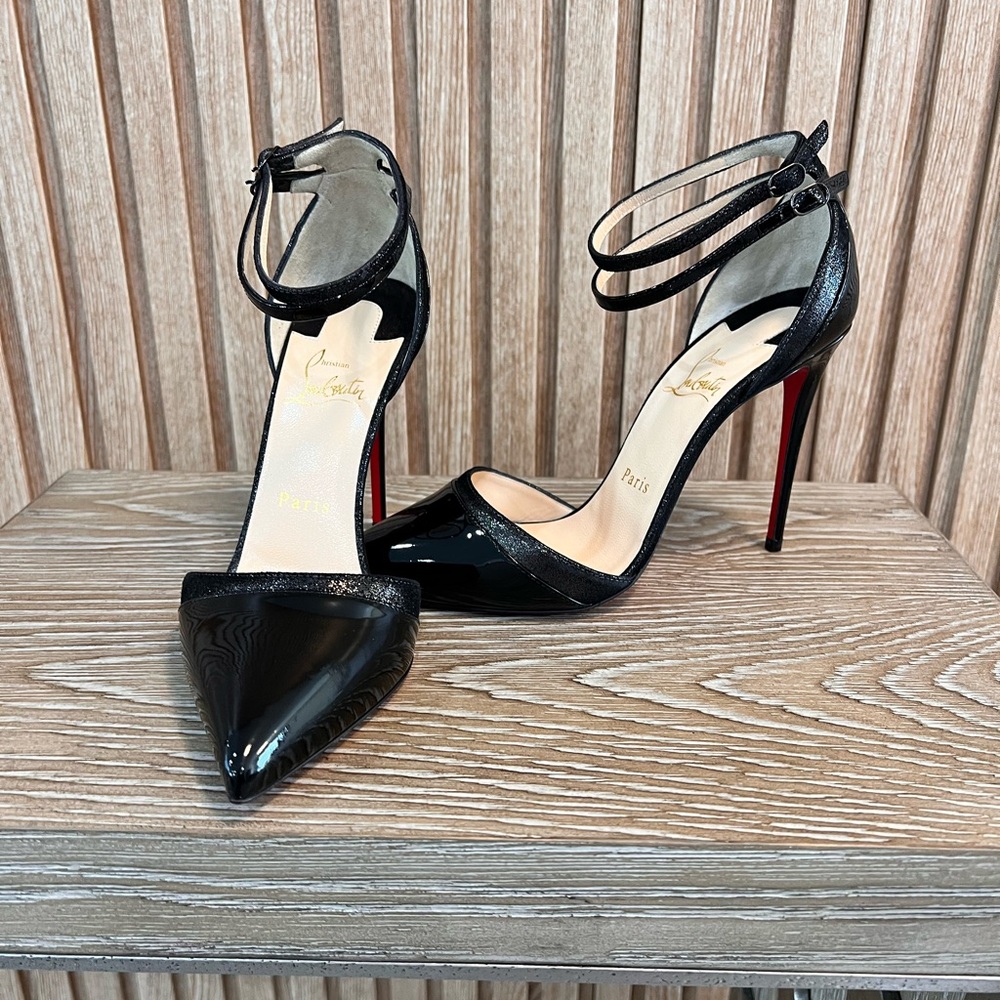 NWT Christian Louboutin Uptown-Double Leather & Suede Lamé Pumps